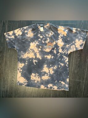 Harley-Davidson Black & Beige Bleach Tie-Dye Crewneck Tee